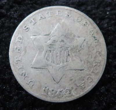1852 Three Cent Silver * 75% Silver * Second Year Trime * 5018 - Image 1 of 2