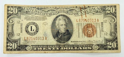 1934-A $20 Hawaii Overprint WWII Emergency Issue Note - Image 1 of 2