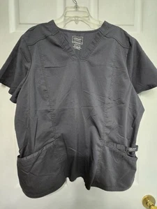 Cherokee REVOLUTION Scrub Top Size 2XL-Pewter-Grey V-Neck-chest 27"/L 27" - Picture 1 of 4