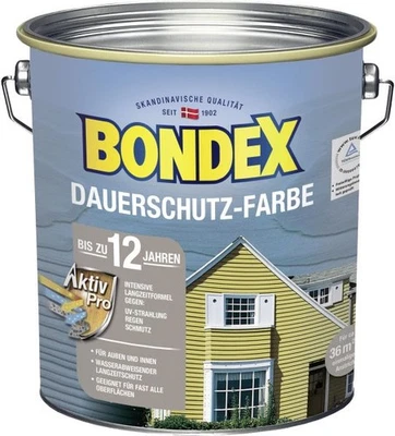 Bondex Dauerschutz-Holzfarbe 4 l, schneeweiß Holzschutzfarbe Holzschutz - Bild 1 von 3
