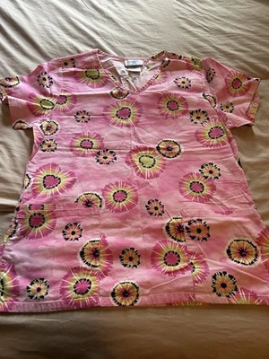 Women’s SB Scrubs Tie Dye Patterned Scrub Top Size Small  - Image 1 of 4