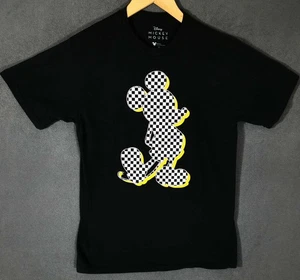 Disney Mickey Mouse Checkerboard Graphic Tee Black Shirt Medium #4 - Picture 1 of 5