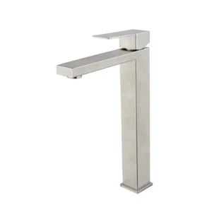 Grifo de baño con caño de cascada de níquel cepillado Hivvago con una sola manija - Imagen 1 de 7