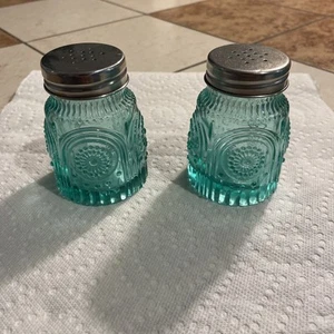 The Pioneer Woman Adeline Teal Pressed Glass Salt and Pepper Shaker Set - Picture 1 of 4