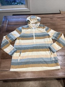 O’Neill 1/4 Zip Striped Fleece Hoodie Jacket Women’s Sz M Beach Surfer Girl - Picture 1 of 8