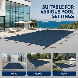 Inground Pool Safety Cover Winter Pool Cover 20 x 40ft with Hardware, Blue Mesh - Picture 1 of 9