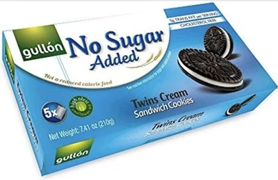 Biscoitos sanduíche creme gêmeos sem adição de açúcar Gullon 7,41 oz (pacote com 4) - Imagem 1 de 2