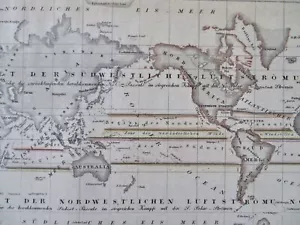 Global Winds Barometer Thermometer Hurrikan Allee um 1849 detaillierte Meyer Karte - Bild 1 von 4