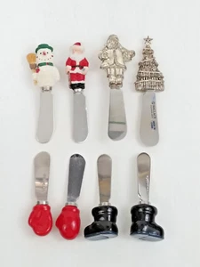 Christmas Butter/Cheese Spreaders Lot Wallace Silversmiths Santa Tree HMK Gloves - Picture 1 of 16