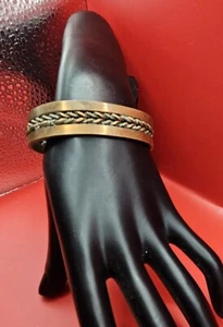 Vintage Copper Cuff Braided Center Accent Bangle Bracelet - Picture 1 of 7