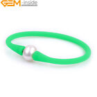 Stackable Silicone Rubber Stretch Freshwater Cultured Pearl Jewelry Bracelets 7”