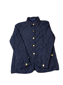 Chaps jacket Womens Small Blue Classic Diamond Quilted Insulated Button Front - Picture 1 of 4