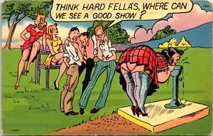 Big Beautiful Butt Women Humor Bent Over Heels Men Watching Show Postcard A8 - Picture 1 of 2