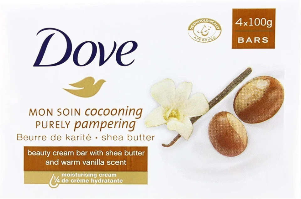 Dove Purely Pampering Shea Butter Beauty Bar 4x90g - Image 1 of 1