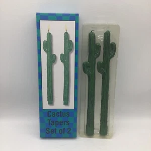 Green Cactus Shape 10”Taper Candlestick Candle Set of 2 By Imagination In Action - Picture 1 of 9