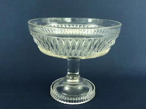 Antique George Duncan & Sons clear pressed glass compote BEADED DART BAND c.1882 - Picture 1 of 9