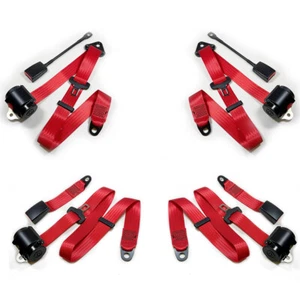 Classic Mini Seatbelt Kit (Whole Vehicle) Austin Morris 4 belts - RED - Picture 1 of 5