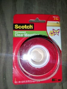 Double-Sided Mounting Tape, Industrial Strength, 1 x 60, Clear/Red Liner,No 4010 - Picture 1 of 2