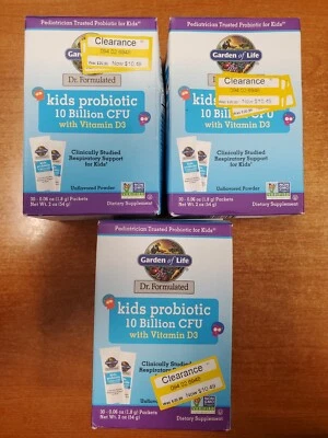Paquete de 3: Probióticos Garden of Life Kids 10 mil millones de UFC 30 paquetes ea Exp 1/26 E3D Foto 1 de 4