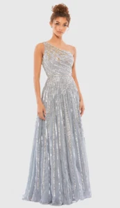 MAC DUGGAL Size: 8 Silver Embellished One Shoulder A-Line Gown - Picture 1 of 24