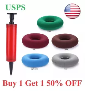 Hemorrhoid Cushion Donut Pillow Inflatable For Tailbone Pain Seat Pillow Relief - Picture 1 of 6