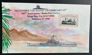 1998 Kings Bay GA USA Hand Painted Cover Spanish American War Centenary - Picture 1 of 2