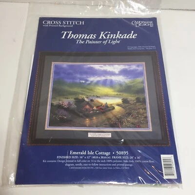 Emerald Isle Cottage Cross Stitch Kit Thomas Kinkade Candamr Designs 16" x 12" - Image 1 of 4