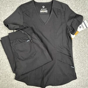 Adar Pro Scrub Set Womens XXS Pewter Gray Tailored Fit Pockets V-Neck Yoga P9100 - Picture 1 of 24