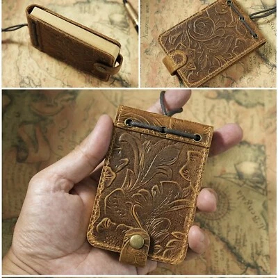Mini Pocket Notebook Leather Refillable Composition Book Cover Notepad Handmade - Image 1 of 4
