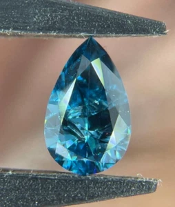 0.82Ct Pear Cut Salt And Pepper Diamond Blue Lab Grown Diamond For Wedding Ring - Picture 1 of 16