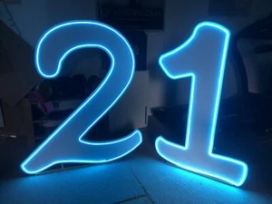 Large Light Up Numbers 21 (12) - 4ft Blue Neon - Sign - Lights - LED - Party CNC - Picture 1 of 3