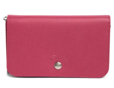 Longchamp Wallet on a Chain Leather Crossbody Clutch ~NWT~ Gift Box RASPBERRY - Image 1 of 4