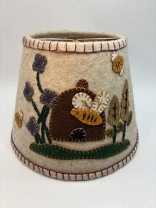 Vtg Wool Lampshade Penny Nichols Rug Design Bee Hive Liner Cracks *READ* - Picture 1 of 22