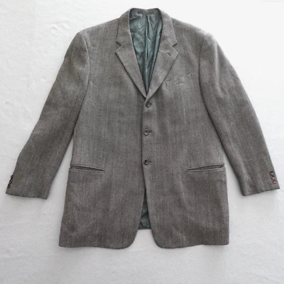 Chaqueta Blazer Armani Collezioni 44L Hecha en Italia Marrón Lana Tejida 3 Botones Foto 1 de 4