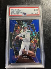 2021 Panini Select Zach Wilson Blue Disco Prizm RC /25 #144 PSA 9