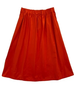 ZARA Woman Bold Orange A-Line MIDI Skirt Elastic Waist Pockets Size M NWT - Picture 1 of 6