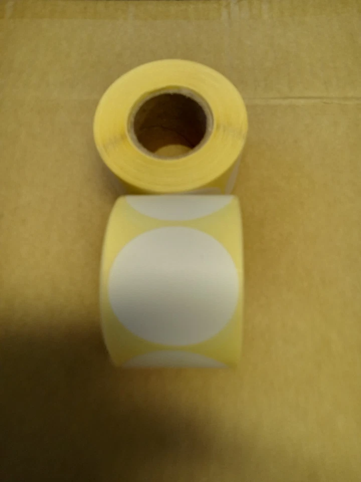 Zebra printer direct thermal 48mm dia circle - 16 rolls x 500 - Image 1 of 1