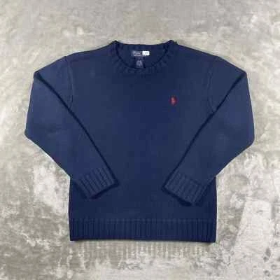 Vtg Polo Ralph Lauren Sweater Kids Unisex Large Blue Cotton Fisherman Cable Knit - Image 1 of 4