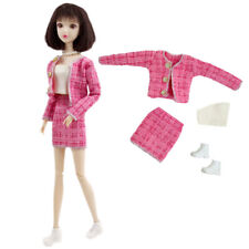 Pink Plaid Fashion Doll Clothes Set for 11.5" Doll Outfits 1/6 Dolls Accessories