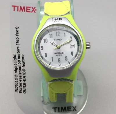 Timex 1440 Sports 2005 Watch Women 30mm Indiglo Neon Yellow Gray New Battery - Image 1 of 4