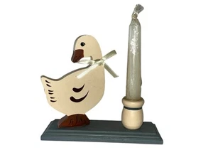 GIFTCO KITSCH Vintage Holz Ente Kerzenhalter Landhaus Deko 80er Jahre - Bild 1 von 7