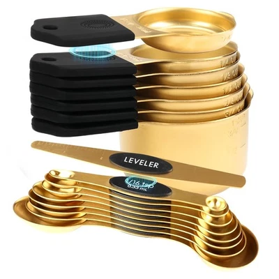 16-Piece Stainless Steel Measuring Cups and Spoons Set, Strong Magnetic Nesti... - Image 1 of 4