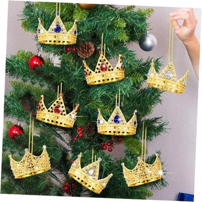  8 Piezas Corona de Oro 3D Adornos de Navidad Corona de Metal Adornos de Recuerdo  Foto 1 de 4