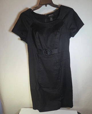Lane Bryant Women's Size 14 Black Knee Length Short Sleeve Bodycon Buckle Dress - Image 1 of 4