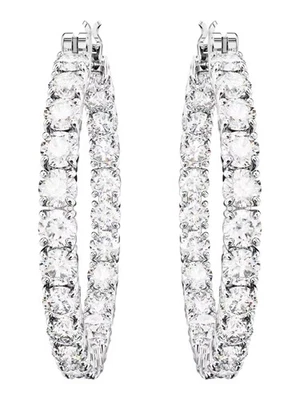 Swarovski 5647715 Matrix Hoop Earrings with Round White Crystals MSRP $189 - Image 1 of 4