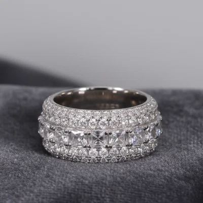 Banda de eternidad de plata 925 helada para hombre - ¡Pasa el probador de diamantes! Foto 1 de 3