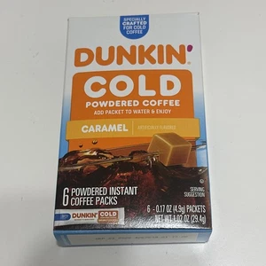 Dunkin Cold Caramel Powdered Instant Coffee Single Serve Packs 6 Count FREE SHIP - Picture 1 of 7