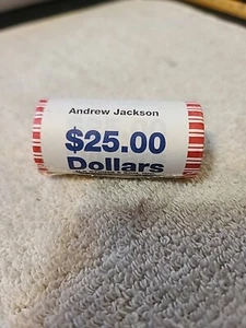 2008 ANDREW JACKSON Uncirculated Bank Wrapped Dollar Roll. $25 Roll. (25 Coins) - Picture 1 of 4