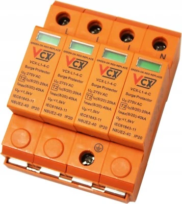 VCX Überspannungsschutz Blitzschutz ÜS-Ableiter C T2 4P 20-40 kA 275V AC