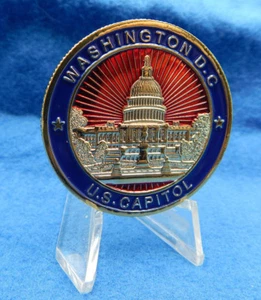 THE UNITED STATES CAPITOL~1.50" CHALLENGE COIN 22KT GOLD OVERLAY & ENAMEL WORK - Picture 1 of 6